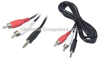 6' iPod - MP3 - PC Compatible 3.5mm Stereo to 2 RCA Audio Patch Cable (Black)