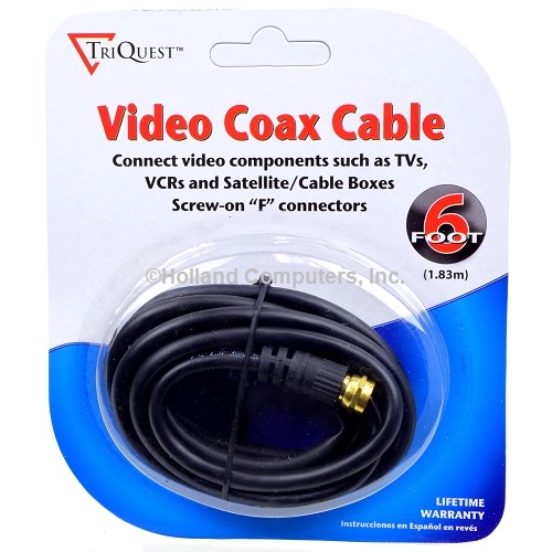 TriQuest 5606 Coaxial (M) to (M) RG59 Video Cable with Gold-Plated Connectors - 6 foot - (Black)