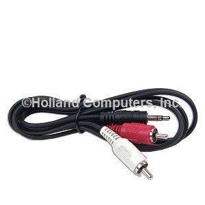 6ft iPod - MP3 - PC Compatible 3.5mm Stereo to 2 RCA Audio Patch Cable (Black)