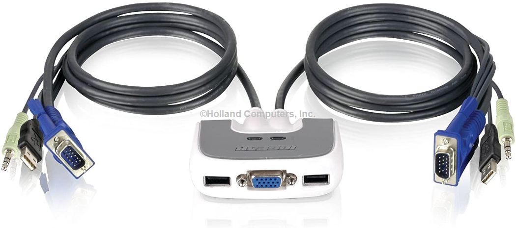 IOGEAR MiniView Micro USB Plus 2-Port KVM Switch, 2PORT USB