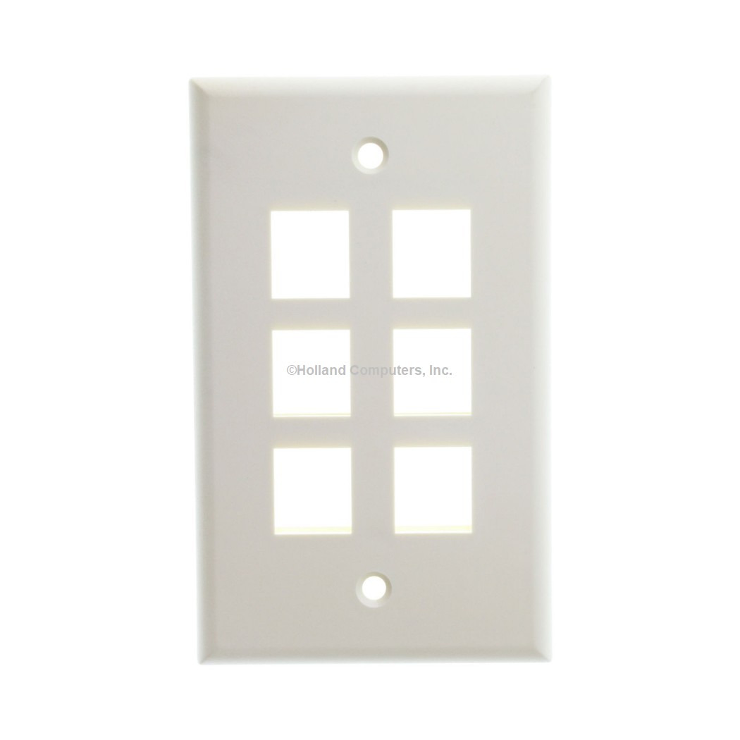 New Leviton 1-Gang Almond Quickport 6-Port Flush-Mount Wallplate Cover 41080-6AP