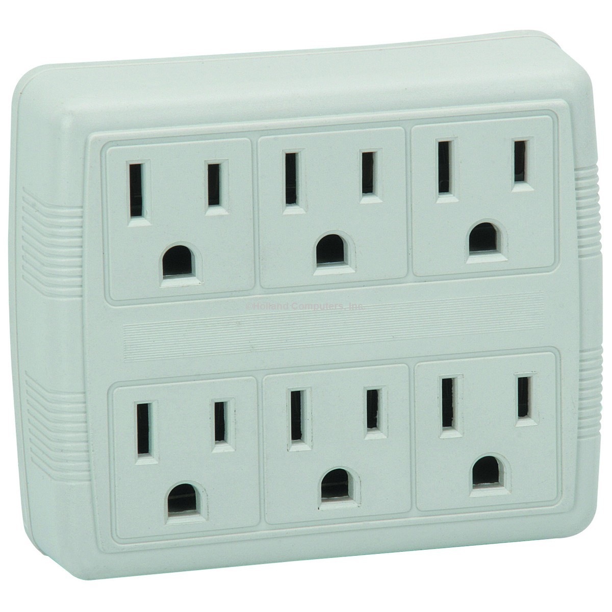 Six Outlet Grounded Adapter, Polarized with built-in safety ground