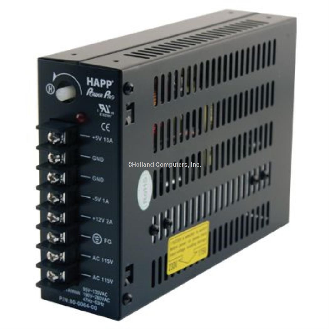 Happ 15A Arcade Switching Power Supply - 110 Watt, 110-220V for video game cabinets upright and cock