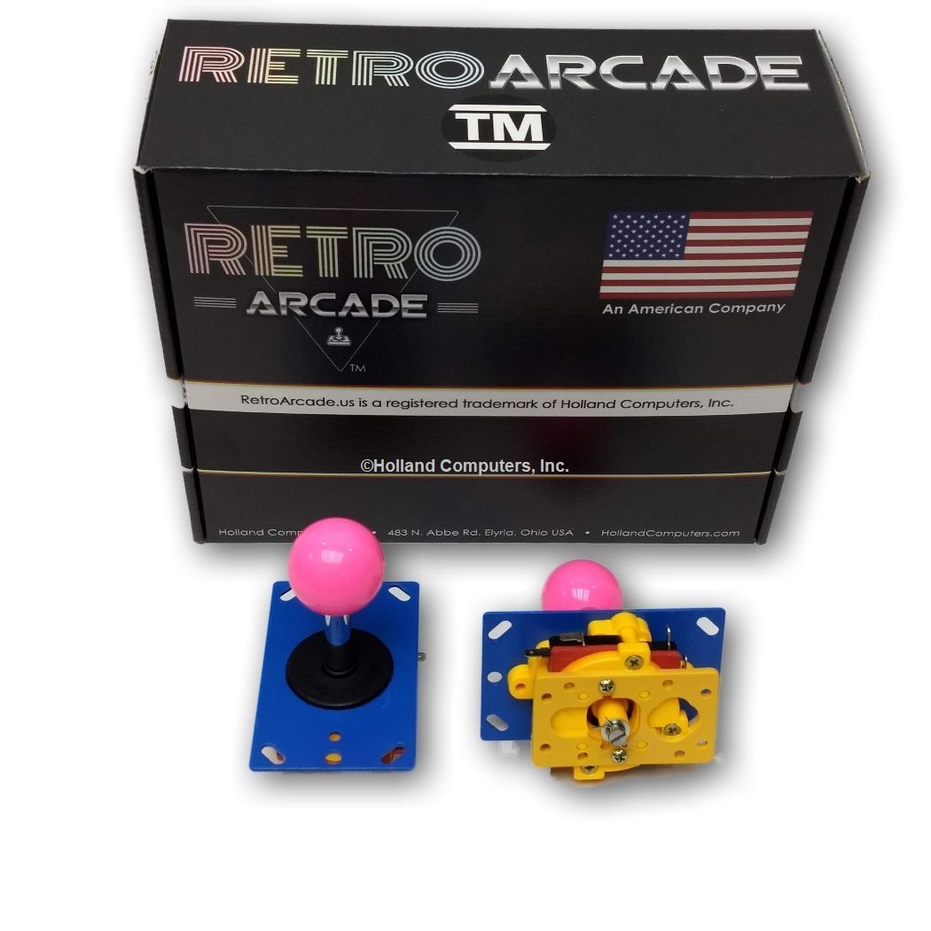 Arcade Joystick with Pink Ball - Switchable from 2-way to 4-way to 8-way operation Price Each