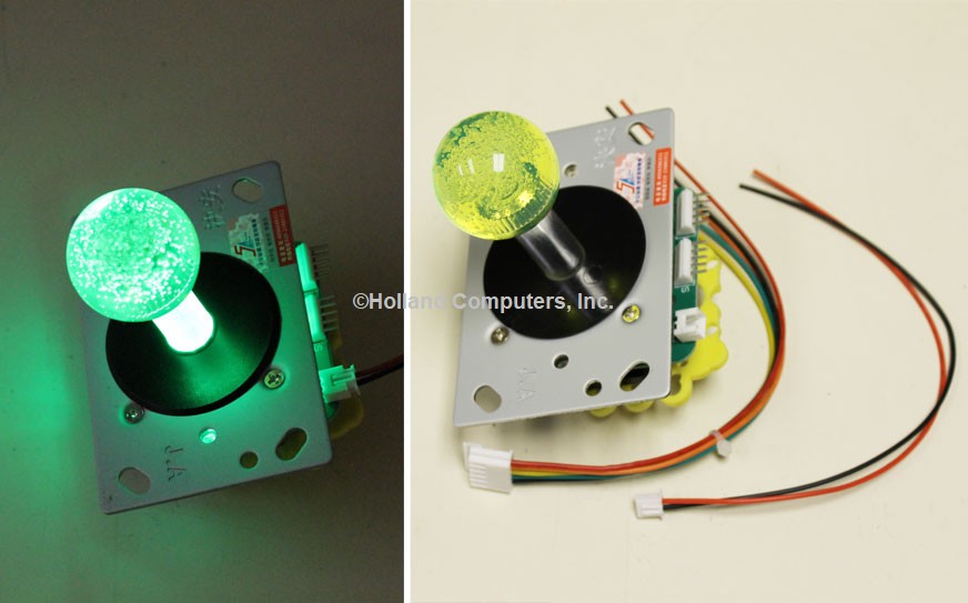 Illuminated  LED Arcade Joystick Switchable from 8-way to 4-way (Green)