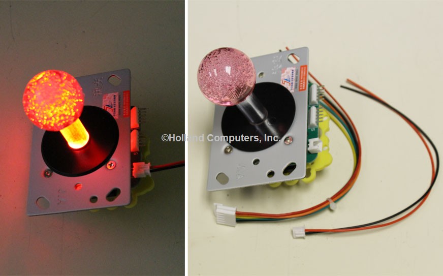 Illuminated  LED Arcade Joystick Switchable from 8-way to 4-way (Red)