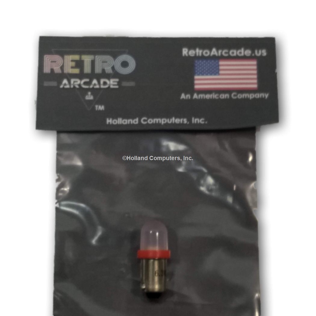 Red Frosted Pinball 6.3 Volt AC LED Round Replacement Bulbs 44/47 Bayonet Base BA9S