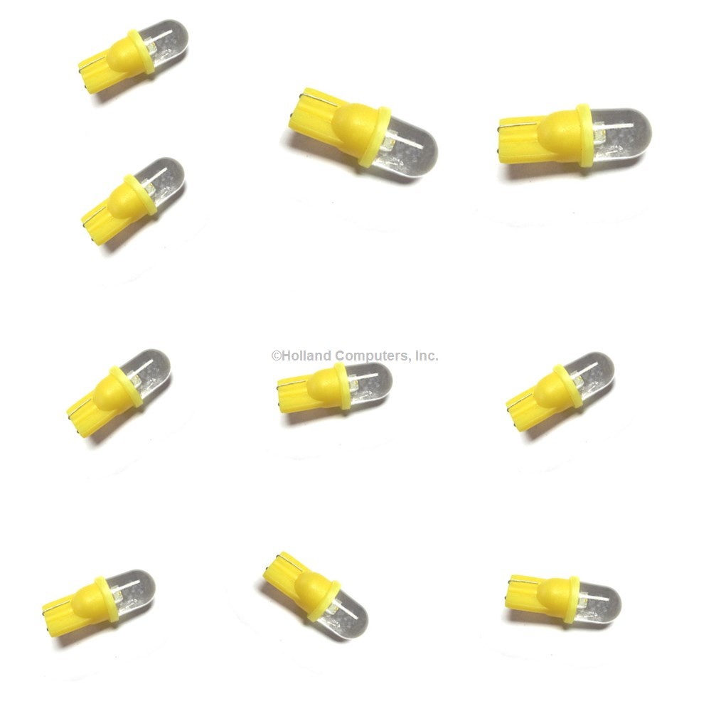 10 Pack Pinball replacement bulb LED 6.3 volt AC, 555 clear wedge base T10 Cool Yellow