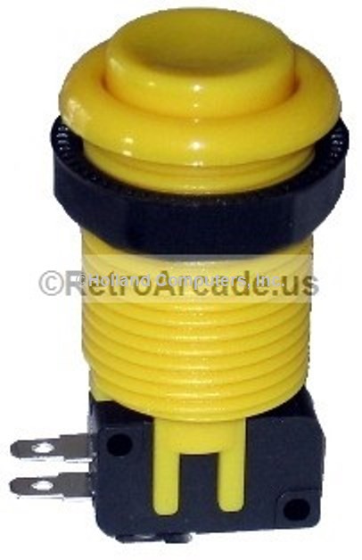 Push button with Horizontal Microswitch (YELLOW) by Retroarcade.us