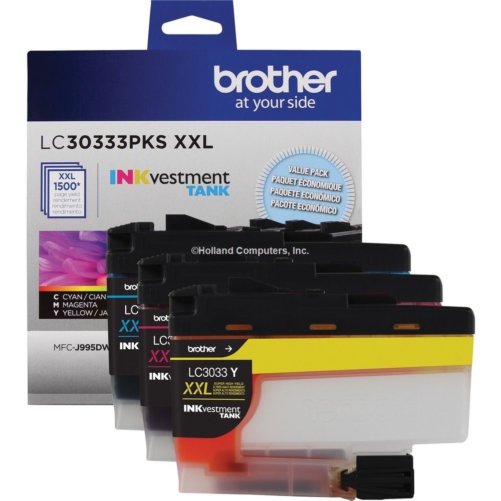 Brother Genuine LC30333PKS 3 Pack Super High-yield Color INKvestment Tank Ink Cartridge - Cyan, Mage