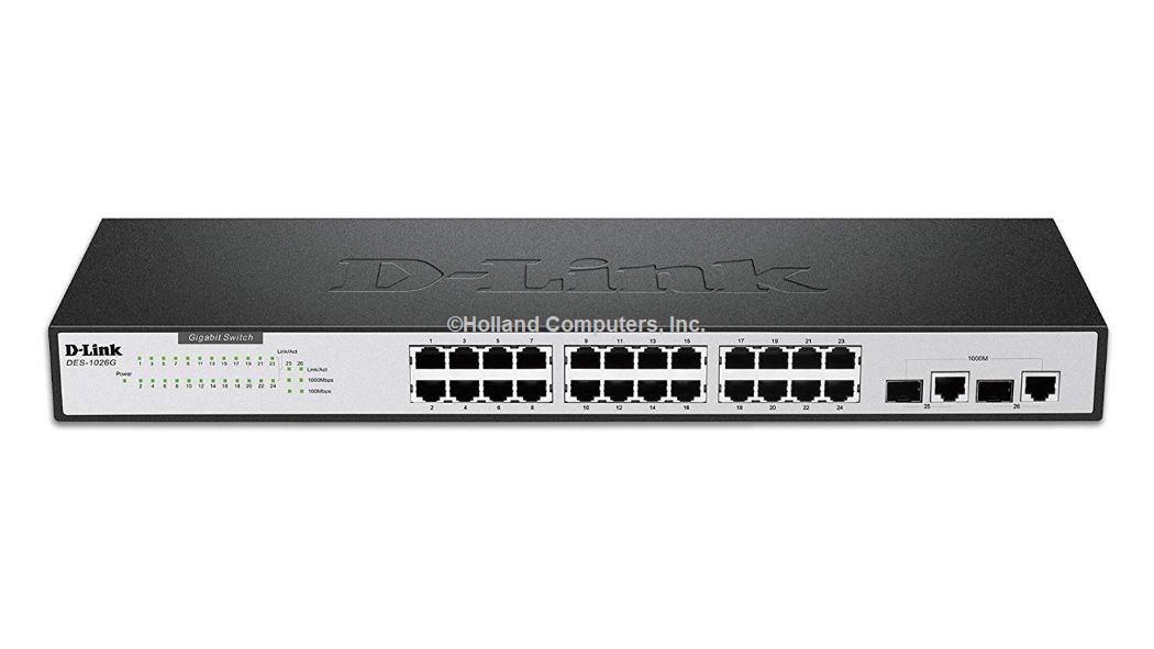 New, D-Link 26 Port 10/100 Switch including two Gigabit Combo Ports (DES-1026G)