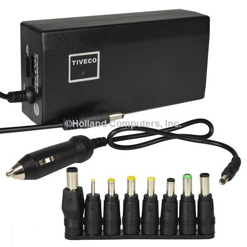 Tiveco TM-120 120W Universal Notebook/Monitor AC Power Adapter w/8 Power Tips, DC Output Cord & USB