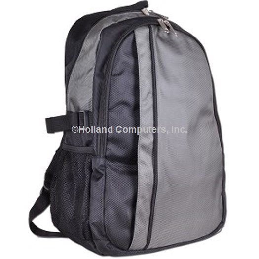 Oxford Cloth Notebook Backpack - Fits up to 14 or 15 Inch Notebooks (Black-Grey)