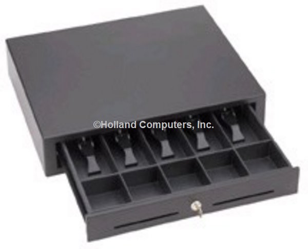 MMF Heritage 19in Black, 9pin SERIAL 12-24V 3 SLOTS RNDM with Lock Steel Cash Drawer