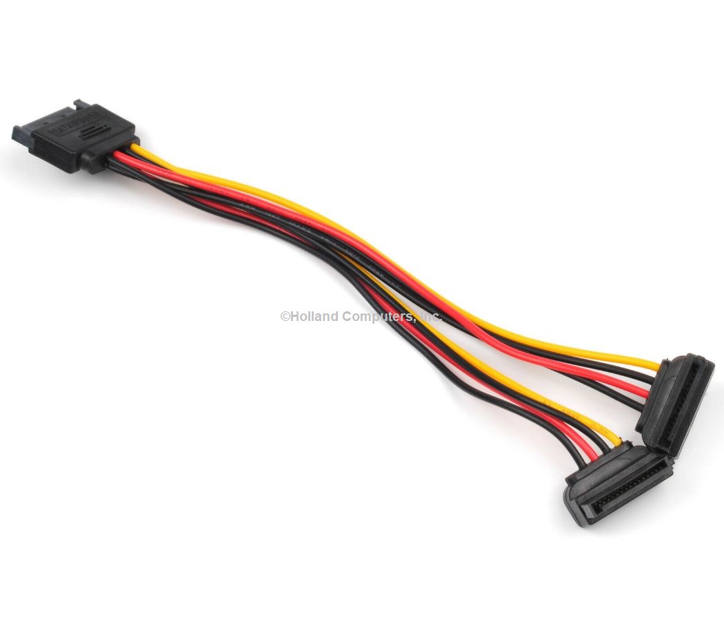 15-pin male SATA to Dual 90-Degree Serial ATA (SATA) Power Adapter