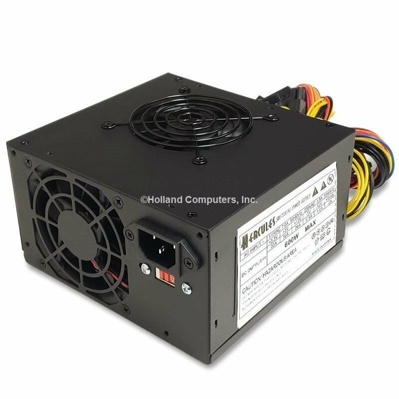 Hercules DUAL FAN 600w-Max ATX Power Supply SATA, 20+4-pin, 6-Pinw/SATA & PCIe