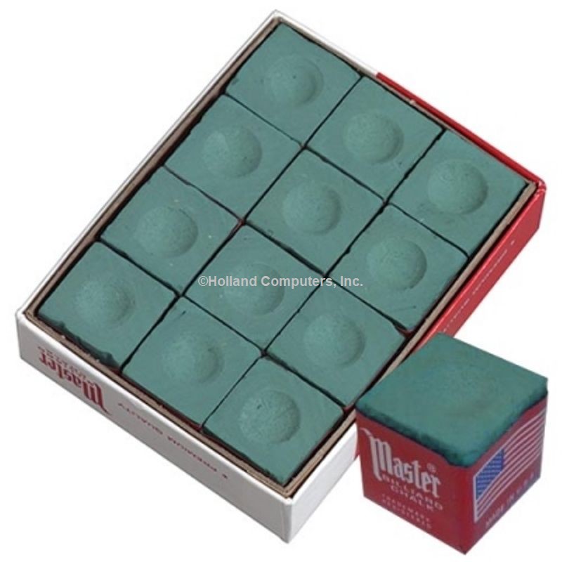 Master DARK GREEN Pool Billiard Cue Q Stick Chalk Doz. Box 12-Pack 1 Dozen 12 pack