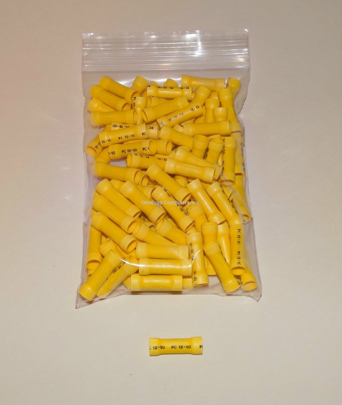 100 pack yellow vinyl insulated 10-12 AWG butt wire splice crimp connector