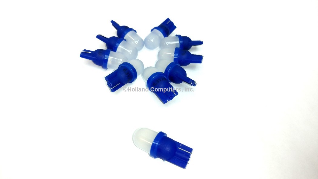 10 Pack Pinball replacement bulb LED 6.3 volt AC, 555 clear wedge base T10 Cool Blue Frosted