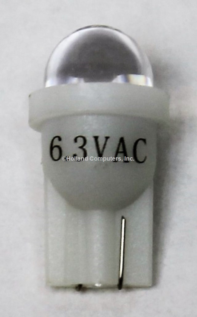 Pinball replacement bulb LED 6.3 volt AC, 555 clear wedge base T10 Cool White Short