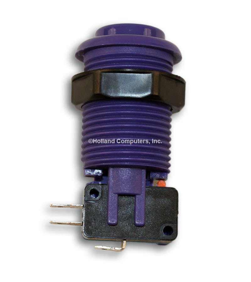 Pushbutton with Horizontal Microswitch (Purple),  by RetroArcade.us