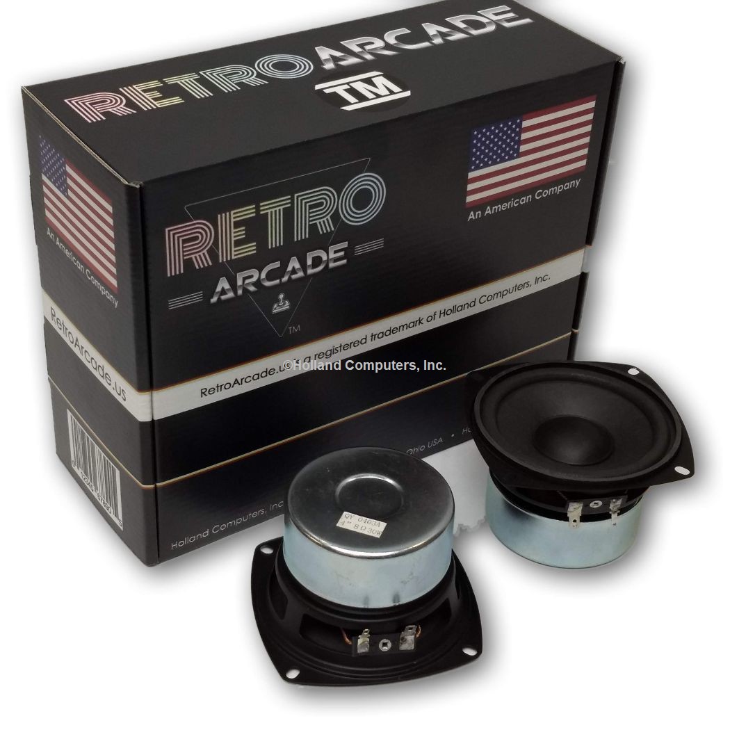 2 Pack 4 Inch Round woofer HiFi Stereo Jamma Speaker 30W RMS 8 ohm,  by RetroArcade.us