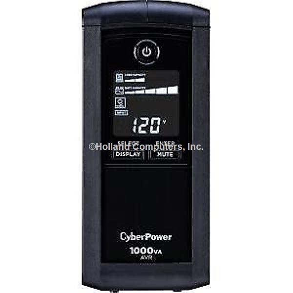 CyberPower CP Office Tower 1000AVRLCD 1000VA UPS, 1000VA 600W - 8 Minute Half-load - 5 x NEMA 5-15R