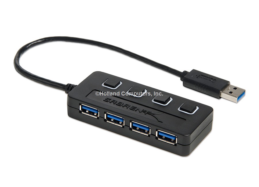 Sabrent 4-Port USB 3.0 Hub with Individual Power Switches and LEDs (HB-UM43)