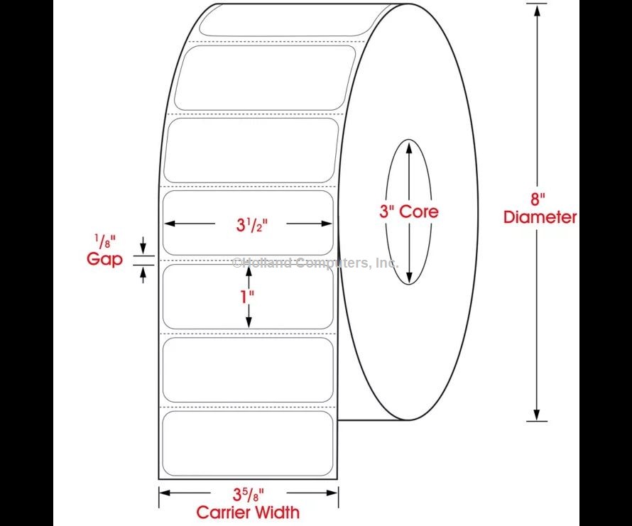 3.5in x 1in ADHESIVE LABELS FOR ZEBA PRINTERs (R5180), 72288