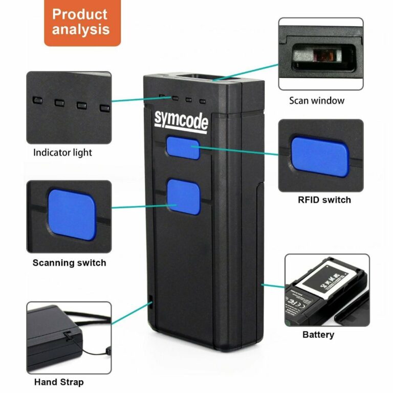 Click Mini Scanner Wireless Bluetooth Barcode Scanner,Symcode Mini Portable Barcode Reader ...