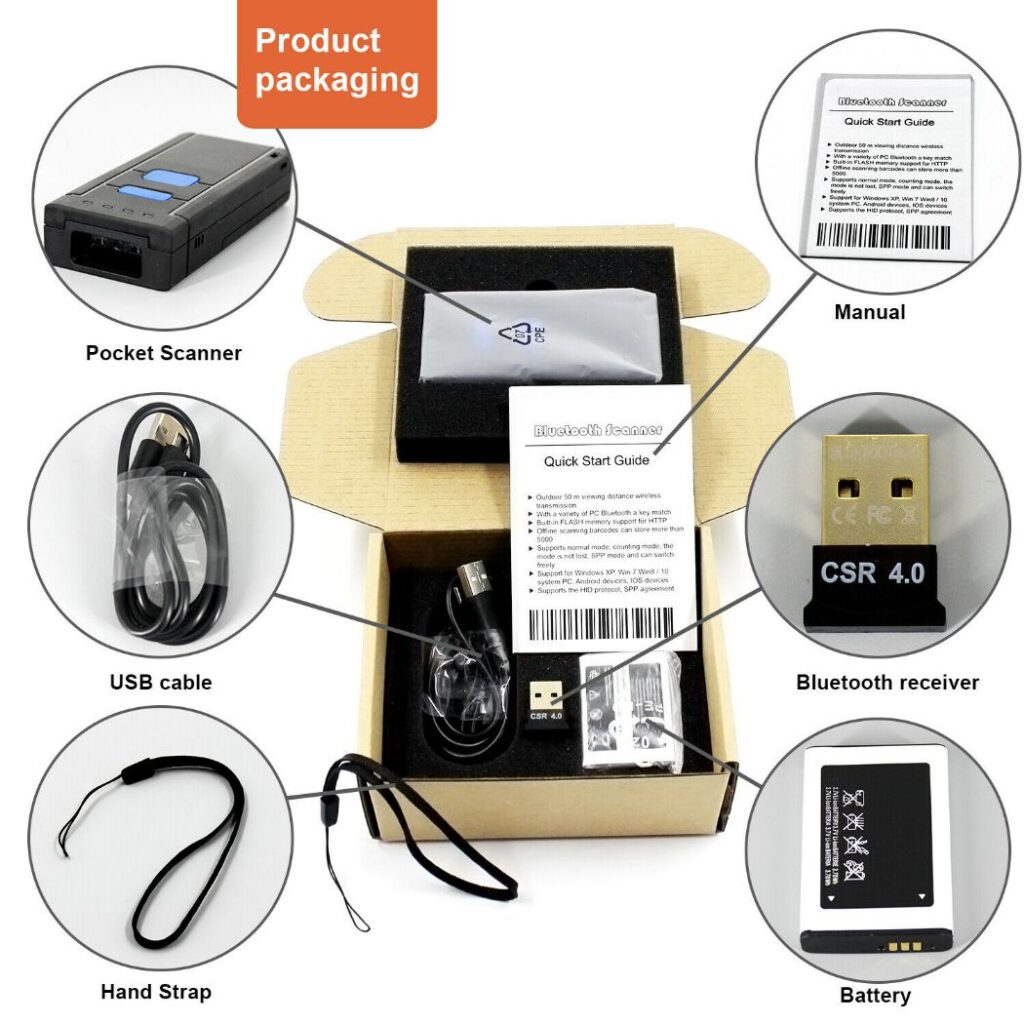 Wireless Bluetooth Barcode Scanner,Symcode Mini Portable Barcode Reader ...