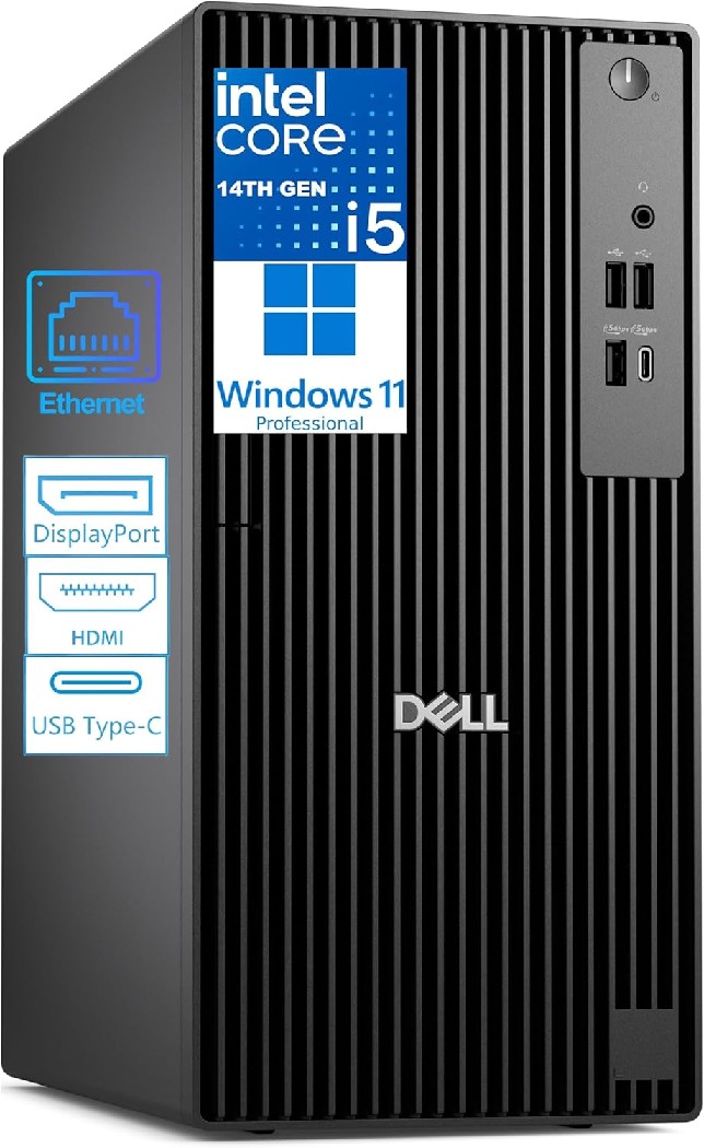 Dell Pro Tower Business Desktop, 14th Gen Intel Core i5-14500 vPro (14-Core/20T), 2.6GHZ, 16GB DDR5 RAM, 512GB PCIe SSD